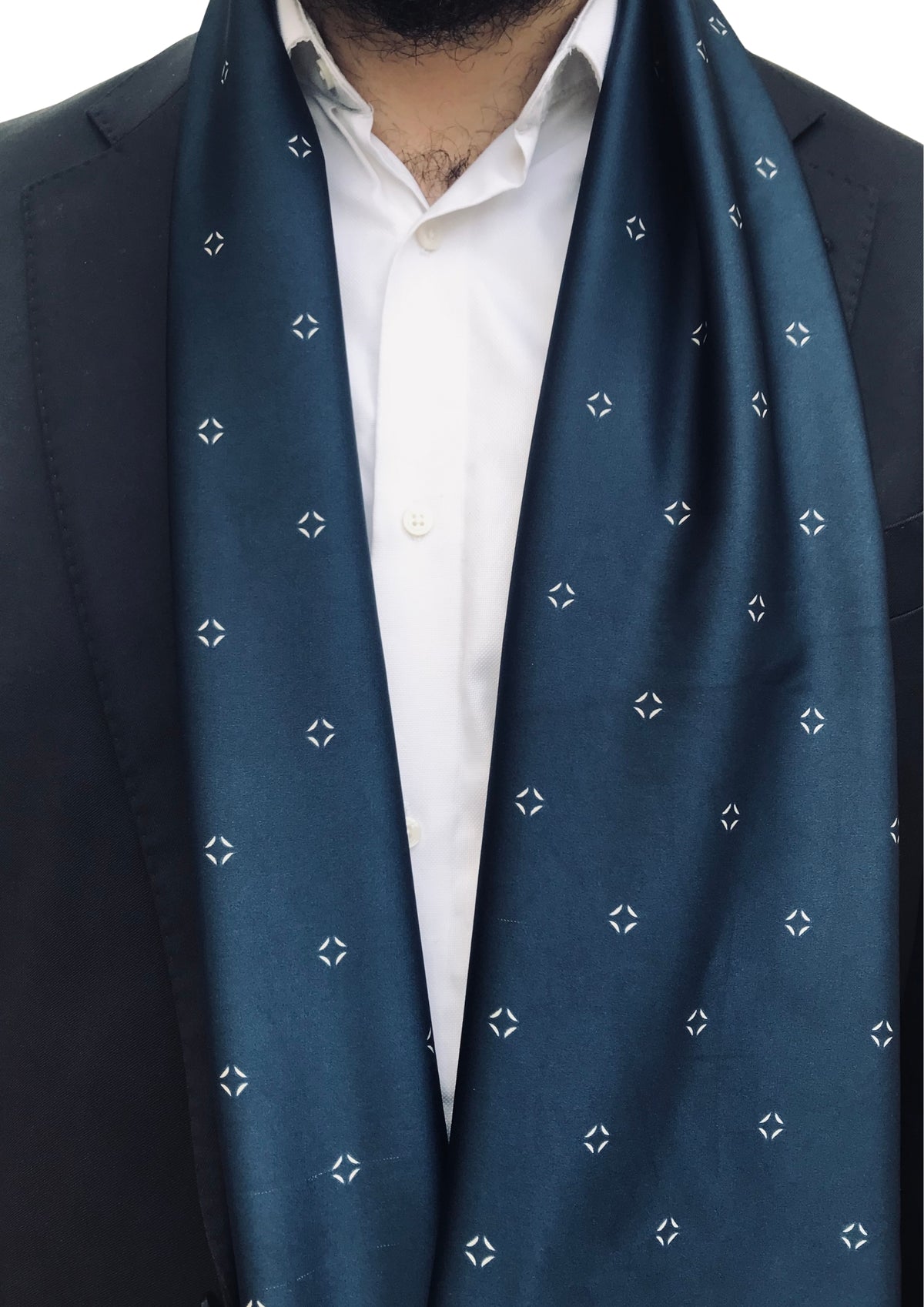 Écharpe Bleu Roi Motifs Géométriques - vue 2