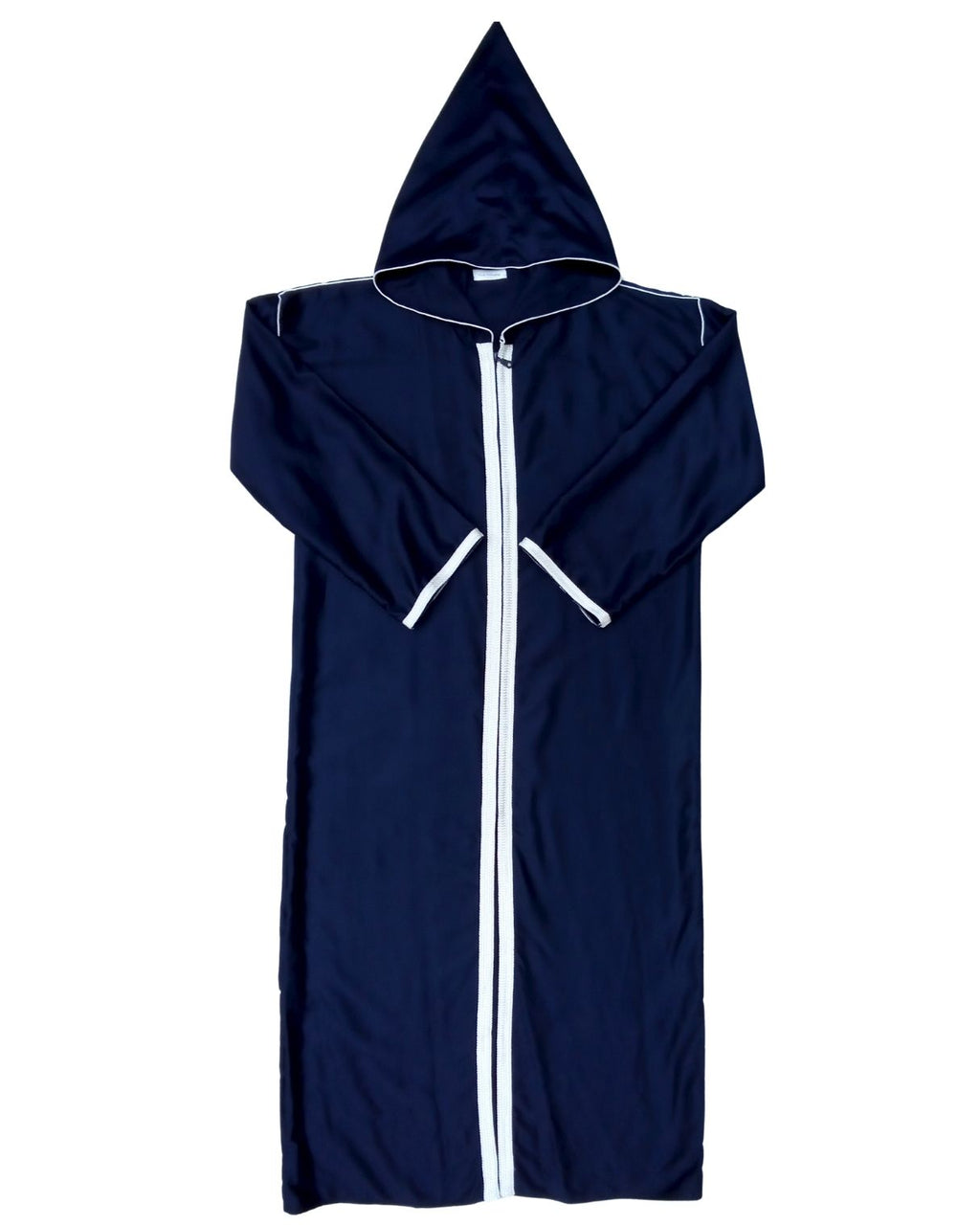 Jellaba Zip Bleu Entracite, vue complète de face